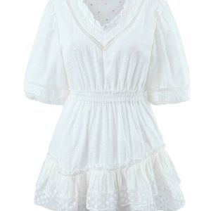 LOVESHACKFANCY Adley Ruffled Lace Mini Dress